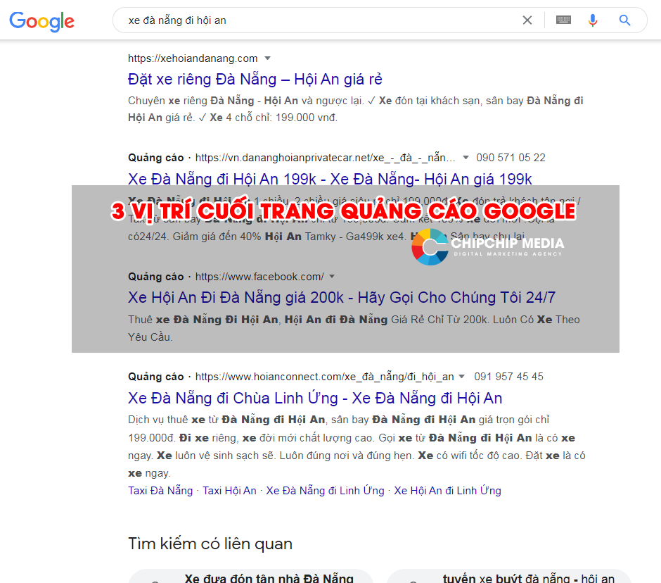 vị trí quảng cáo google tại đà nẵng